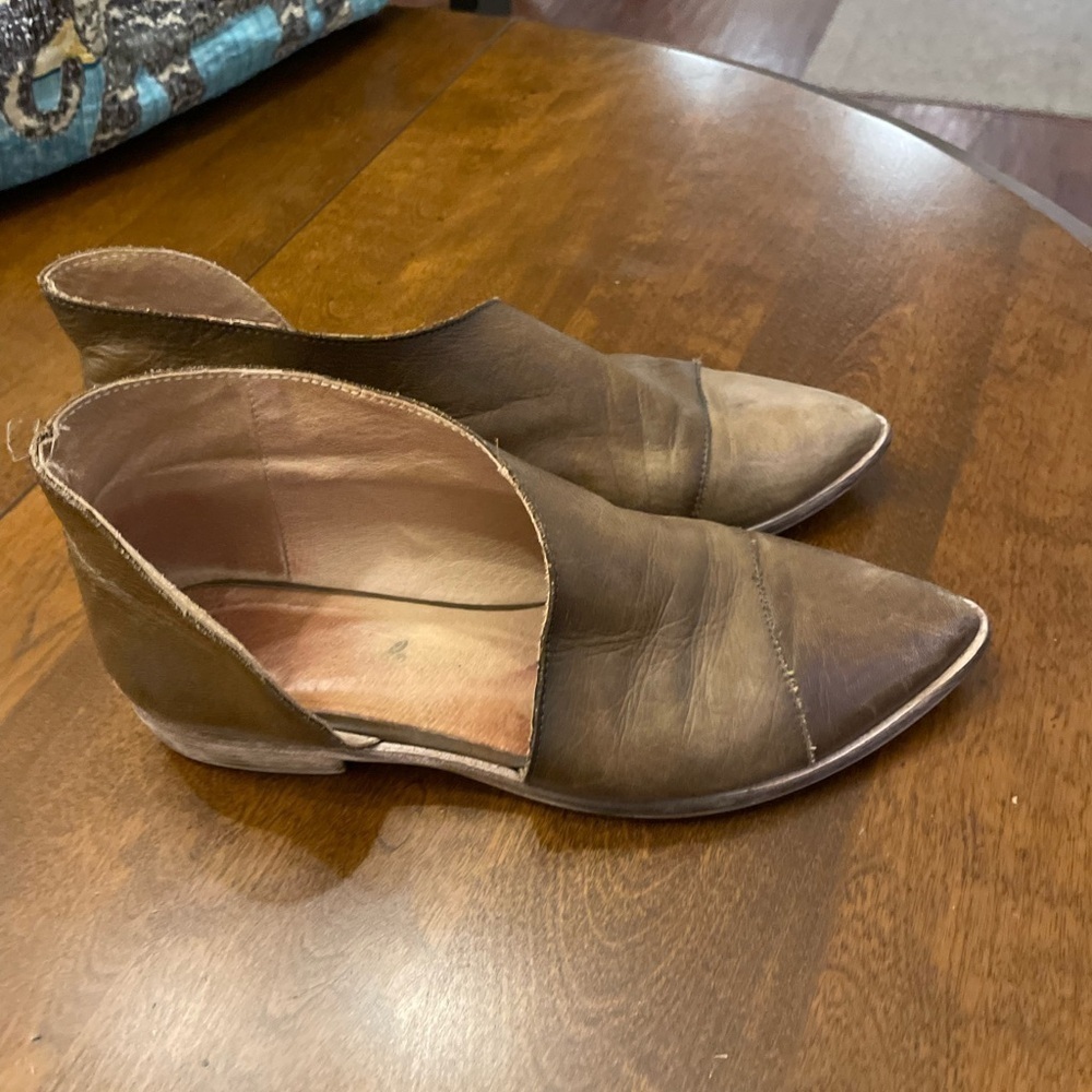 Free People Royale Flat Brown Leather Women's Shoes 39 8.5